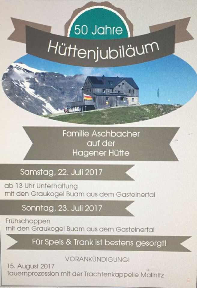 Programm Jubiläumshüttenfeier Hagener Hütte